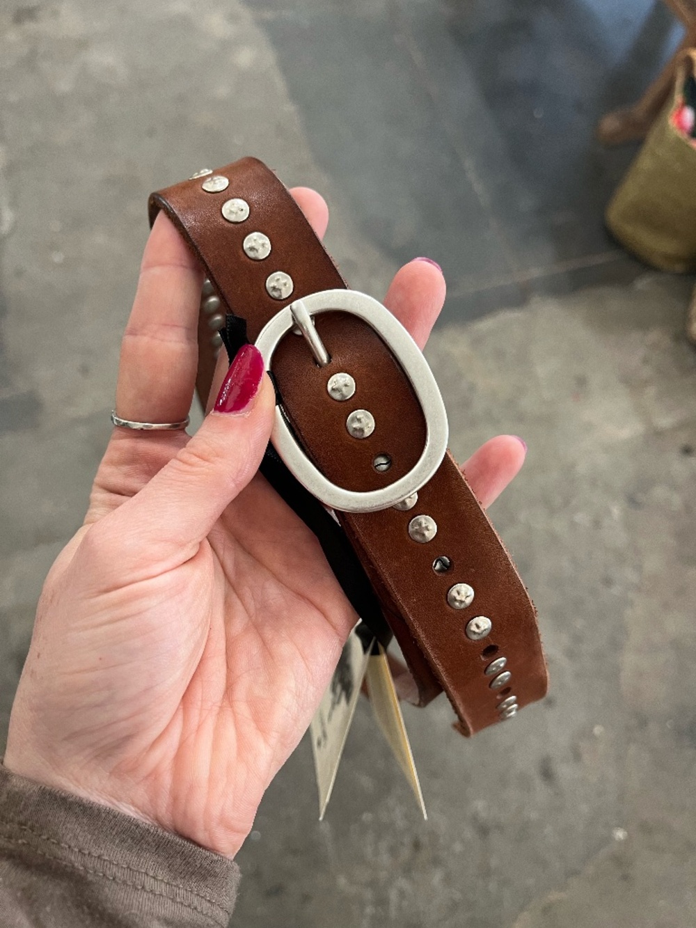 Campomaggi Brown Leather Studded Belt